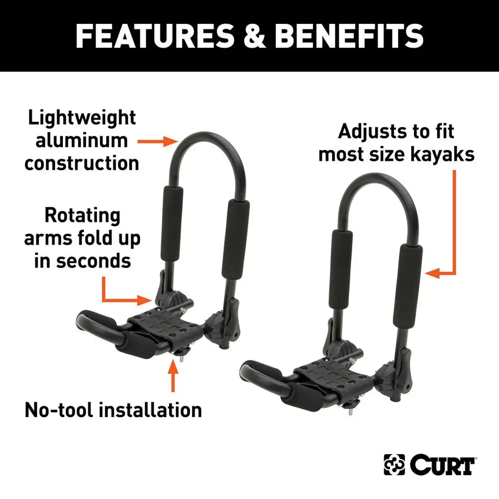 CURT 18320 Adjustable Aluminum Roof Rack Kayak Holders