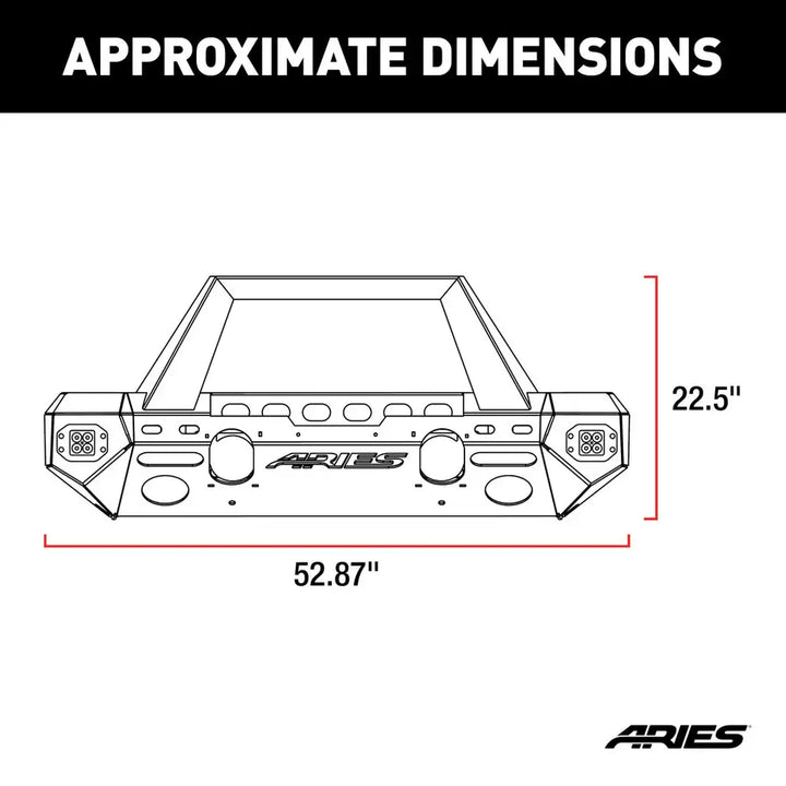 ARIES 2082095 TRAILCHASER JEEP WRANGLER 2018-2024 JL, GLADIATOR ALUMINUM FRONT BUMPER