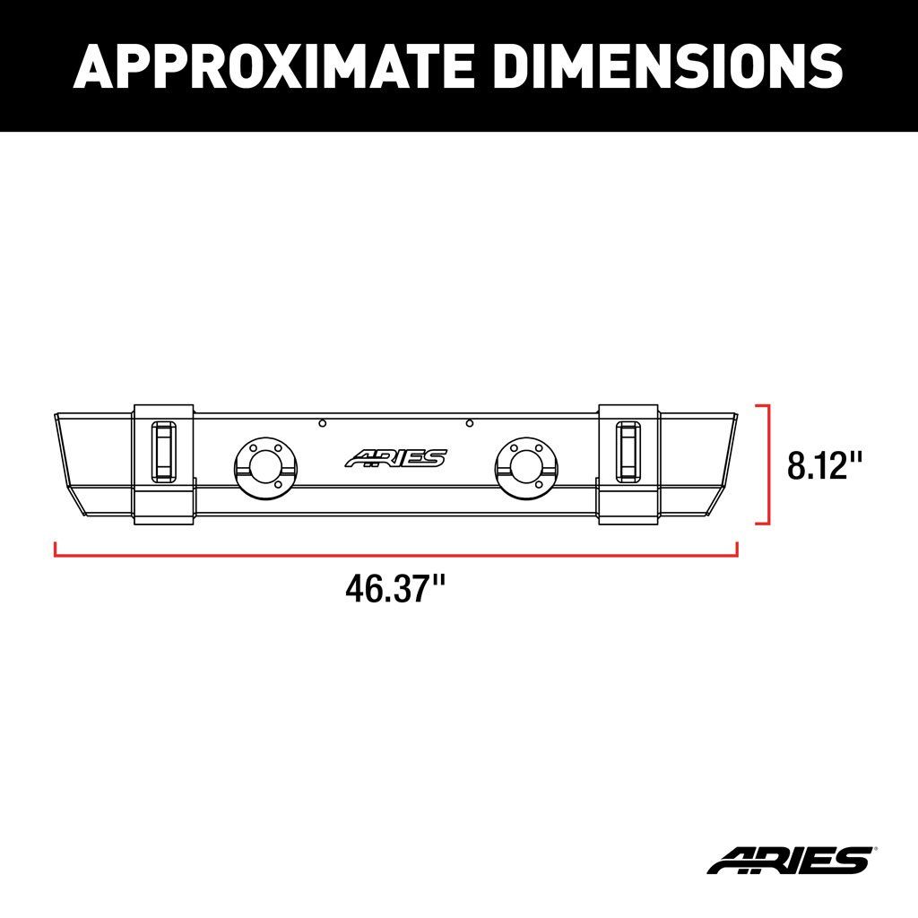 Aries 2156000 TRAILCRUSHER Front Bumper Fits 2007-2018 Jeep Wrangler JK