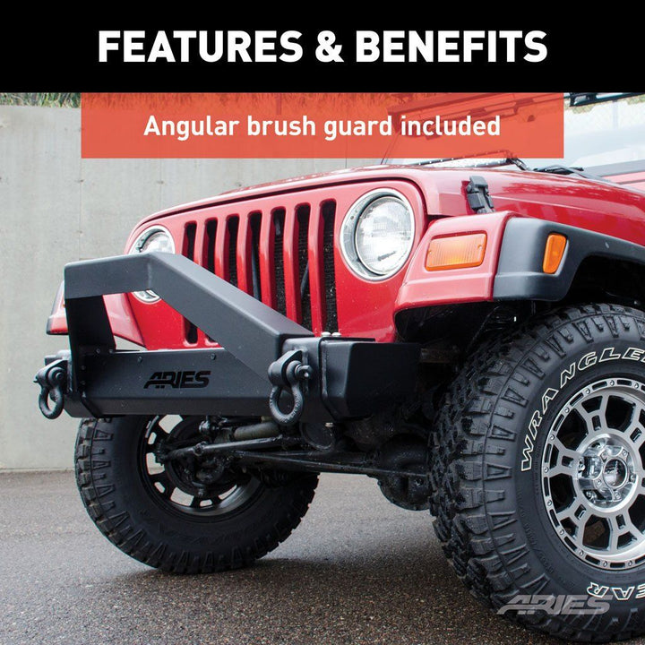 Aries 2186001 TRAILCRUSHER Front Bumper with Brush Guard Fits 1997-2006 Jeep Wrangler TJ