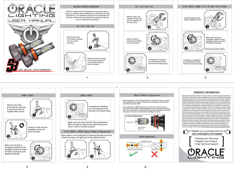 Oracle 9004 - S3 LED Headlight Bulb Conversion Kit - 6000K SEE WARRANTY