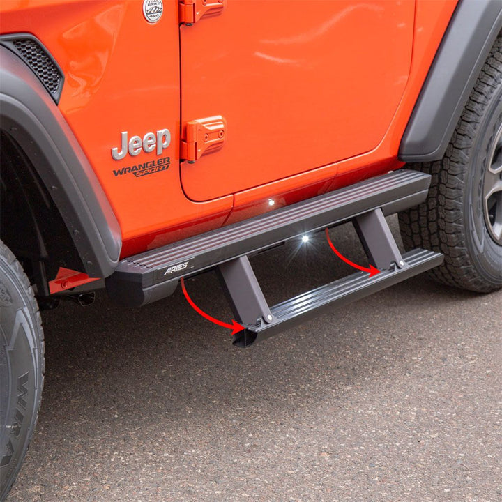 Aries 3034471 ActionTrac Powered Running Board Kit Fits 2018-Current Jeep Wrangler JL 2 Door
