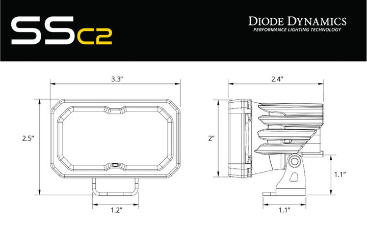 Diode Dynamics Stage Series 1 1/2 In Roll Bar Reverse Light Kit SSC2 Pro (Pair)