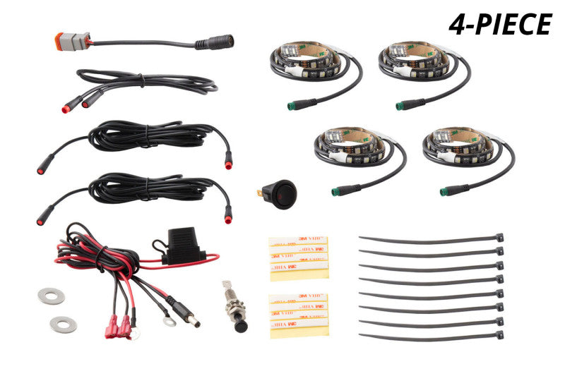 Diode Dynamics RGBW Engine Bay Strip Kit 2pc Multicolor