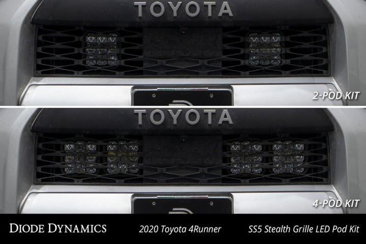 Diode Dynamics 14-23 Toyota 4Runner SS5 Stealth Grille LED 2-Pod Kit - Pro White Driving