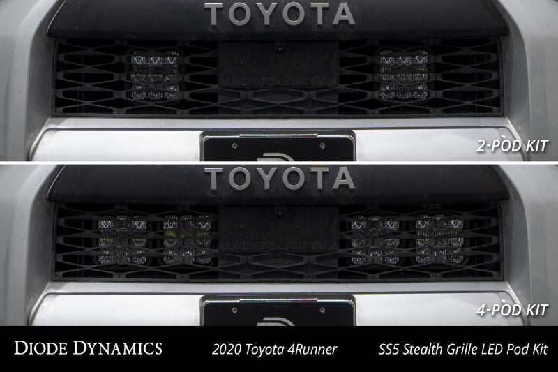 Diode Dynamics 14-23 Toyota 4Runner SS5 Stealth Grille LED 4-Pod Kit Sport - White Driving