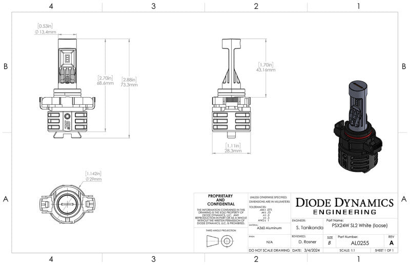 Diode Dynamics 5202/PSX24W White SL2 LED Bulb (one)