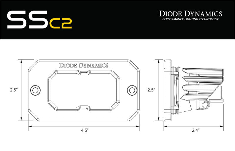 Diode Dynamics Stage Series 2in LED Pod Pro - Yellow Combo Flush ABL (Pair)