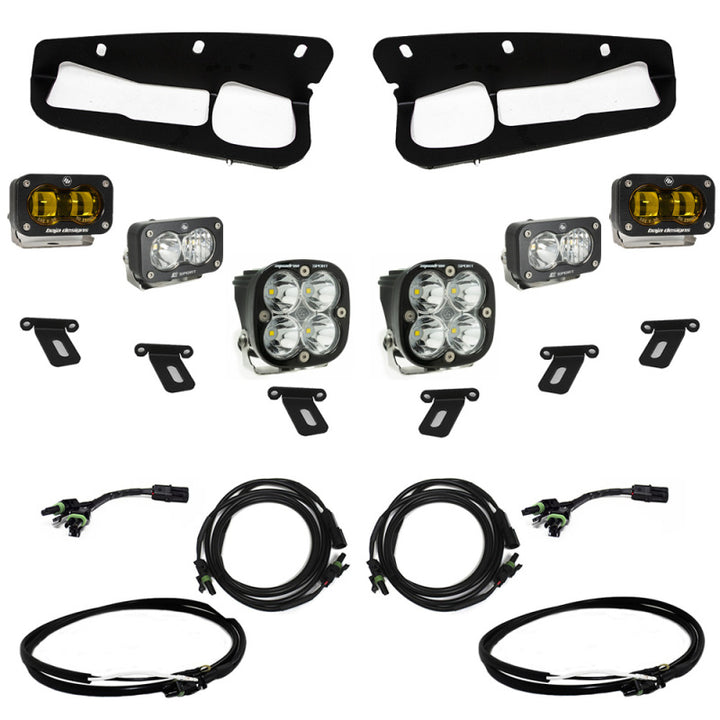 Baja Designs 21-22 Ford Bronco w/Steel Bumper S2 SAE Sportsmen Fog Pkt Light Kit w/Upfitter - Amber