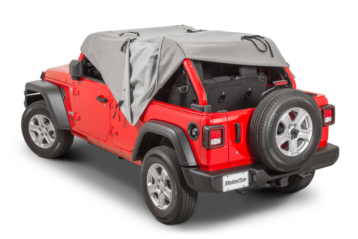 MasterTop 11110609 Full Door Cab Cover Fits 2018-Current Jeep Wrangler JLU 4 Door with all hardware removed Gray Denim