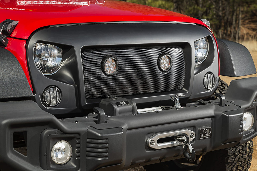 Rugged Ridge 12034.35 Spartan Grille with Round LED Fits 2007-2018 Jeep Wrangler JK