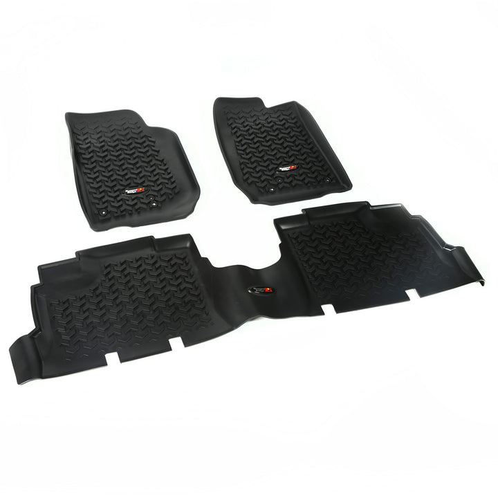 Rugged Ridge 12987.04 Floor Liner Kit Front and 2nd Row Fits 2007-2018 Jeep Wrangler JKU 4 Door Black