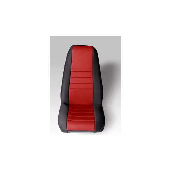 Rugged Ridge 13212.53 Neoprene Front Seat Cover Kit Fits 1976-1990 Jeep CJ and Wrangler YJ Black/Red