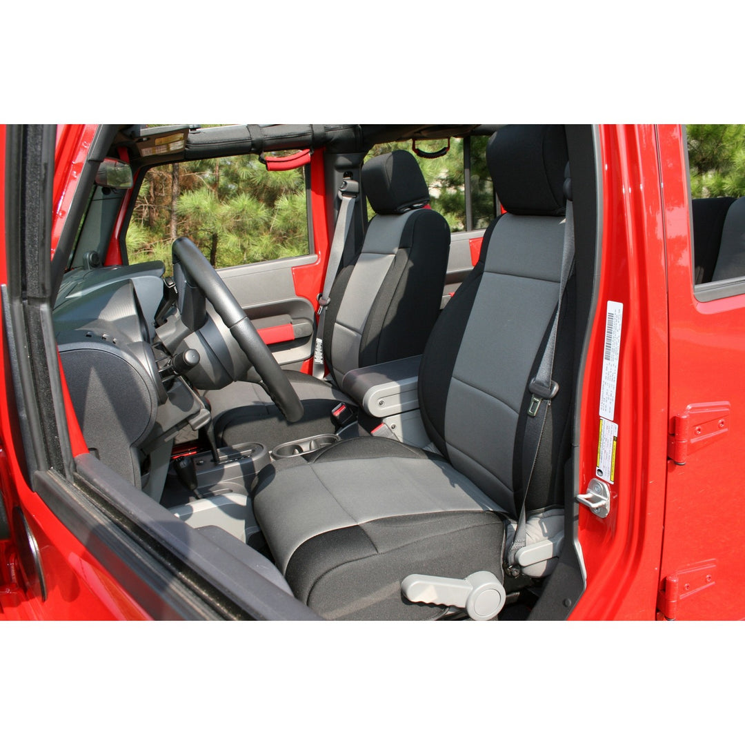 Rugged Ridge 13214.09 Neoprene Front Seat Cover Kit Fits all 2007-2010 Jeep Wrangler JK Black/Gray