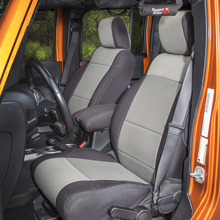 Rugged Ridge 13215.09 Neoprene Front Seat Cover Kit Fits 2011-2018 Jeep Wrangler JK Black/Gray