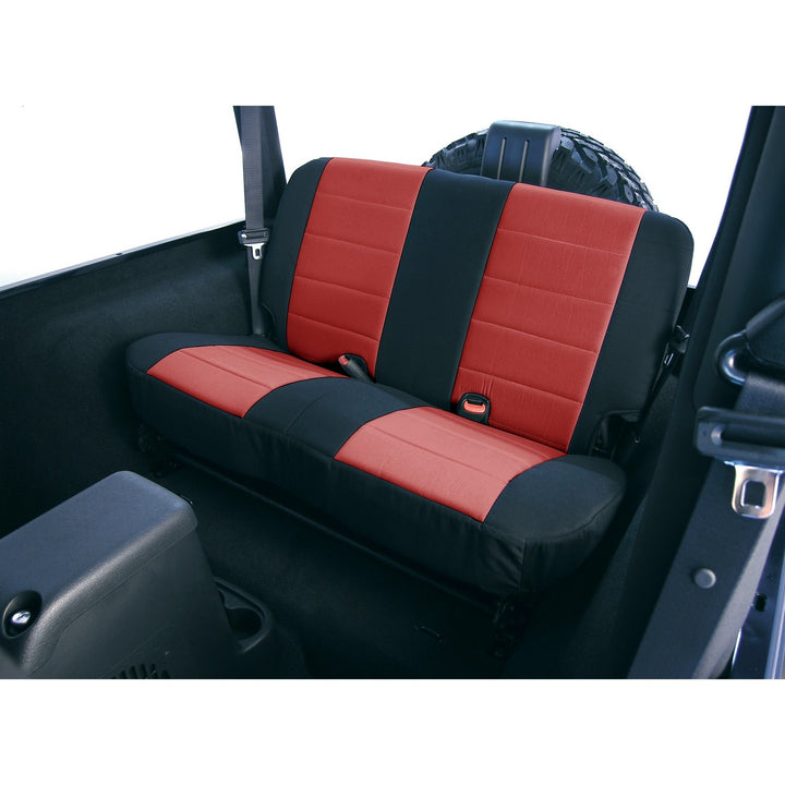 Rugged Ridge 13261.53 Neoprene Rear Black/Red Seat Cover Fits 1997-2002 Jeep Wrangler TJ