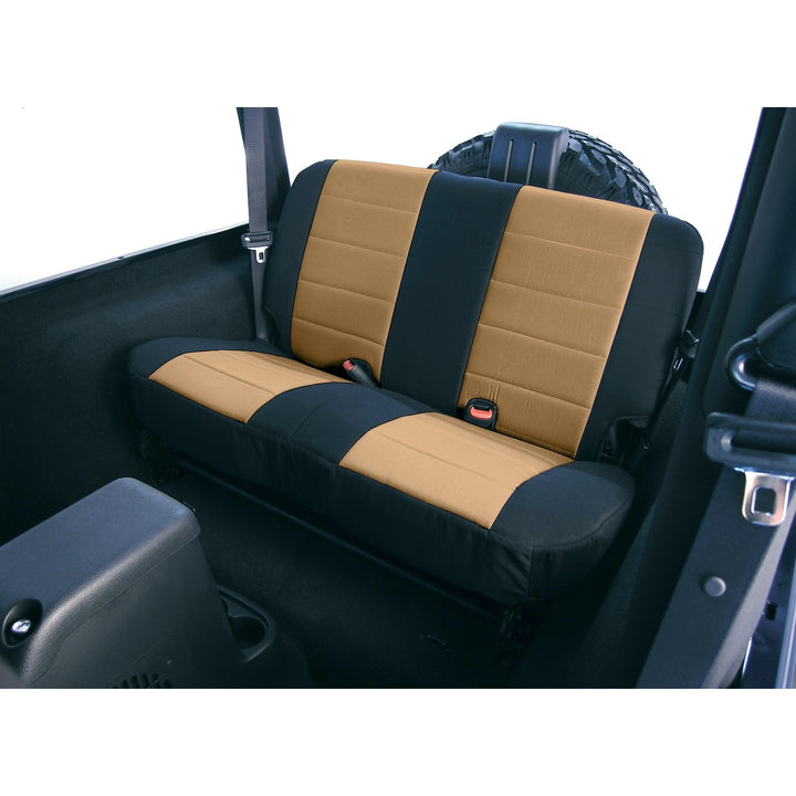 Rugged Ridge 13262.04 Neoprene Rear Seat Cover Black/Tan Fits 1980-1995 Jeep CJ and Wrangler YJ