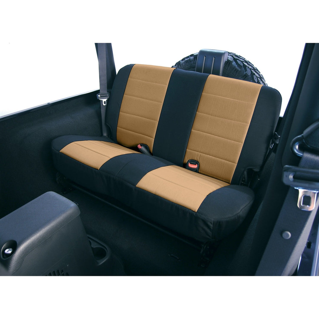 Rugged Ridge 13263.04 Rear Neoprene Rear Seat Cover Black/Tan Fits 2003-2006 Jeep Wrangler TJ