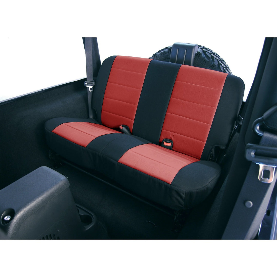 Rugged Ridge 13263.53 Rear Neoprene Rear Seat Cover Black/Red Fits 2003-2006 Jeep Wrangler TJ