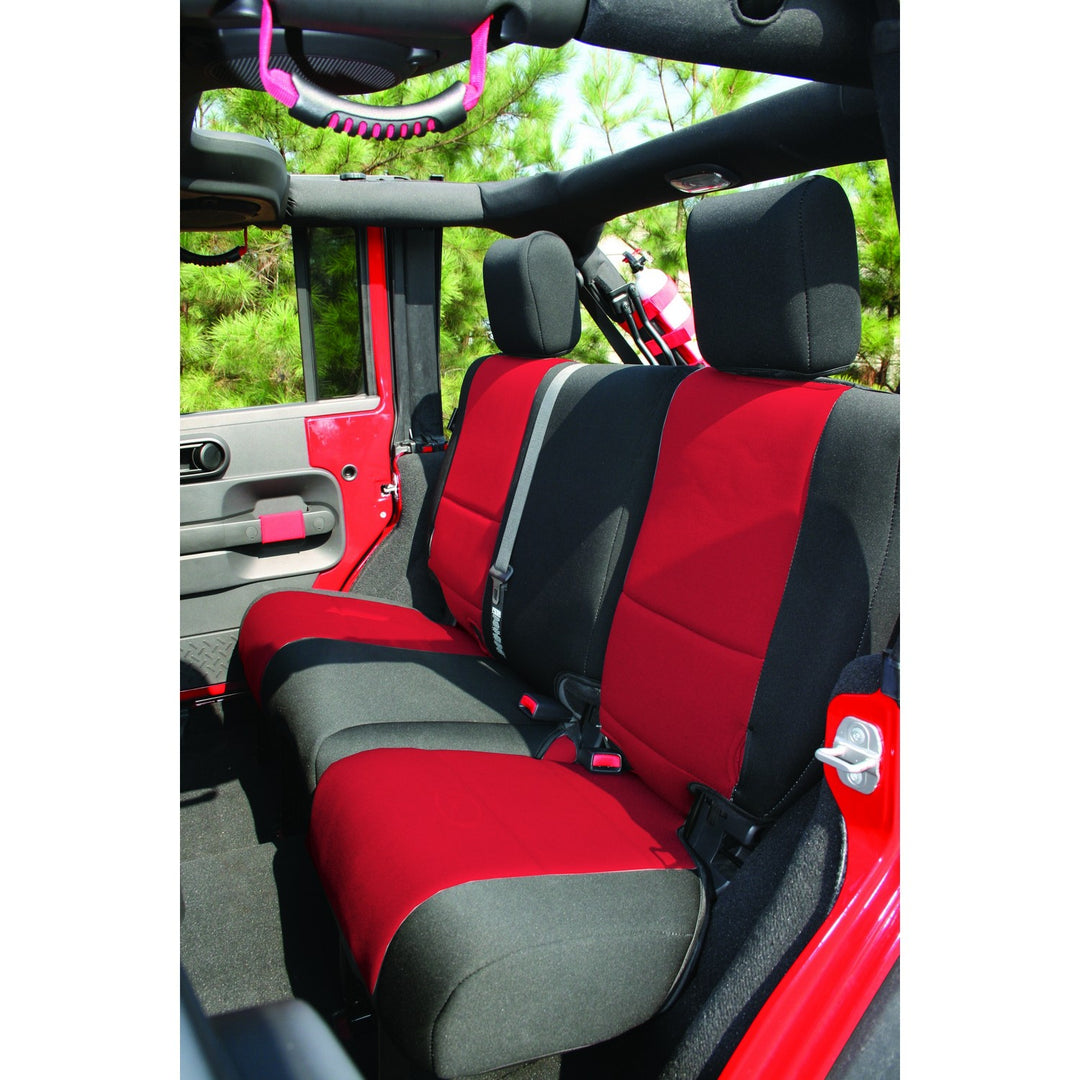 Rugged Ridge 13264.53 Neoprene Rear Seat Cover Black/Red Fits 2007-2018 Jeep Wrangler Unlimited JKU