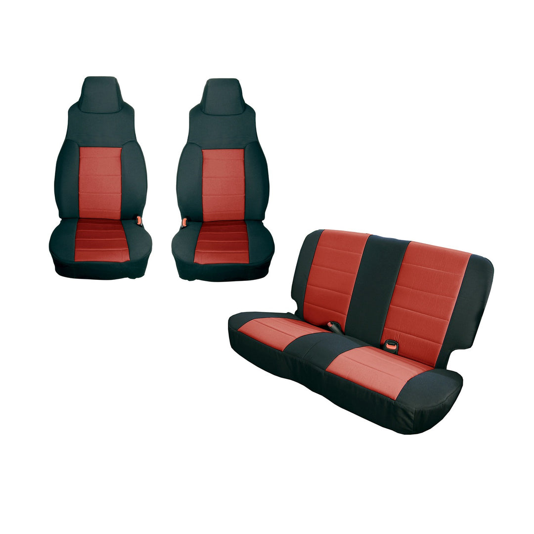 Rugged Ridge 13291.53 Black/Red Seat Cover Kit Fits 1991-1995 Jeep Wrangler YJ