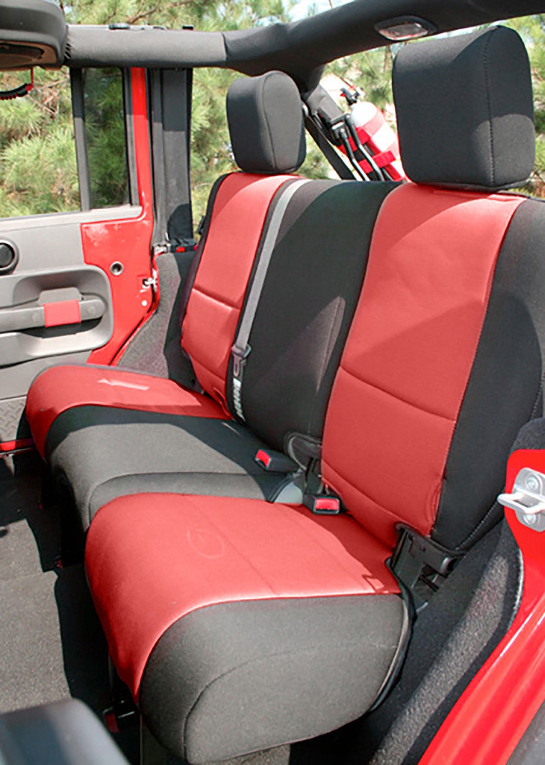 Rugged Ridge 13296.53 Neoprene Seat Cover Kit Black/Red Fits 2011-2018 Jeep Wrangler JK 2 door