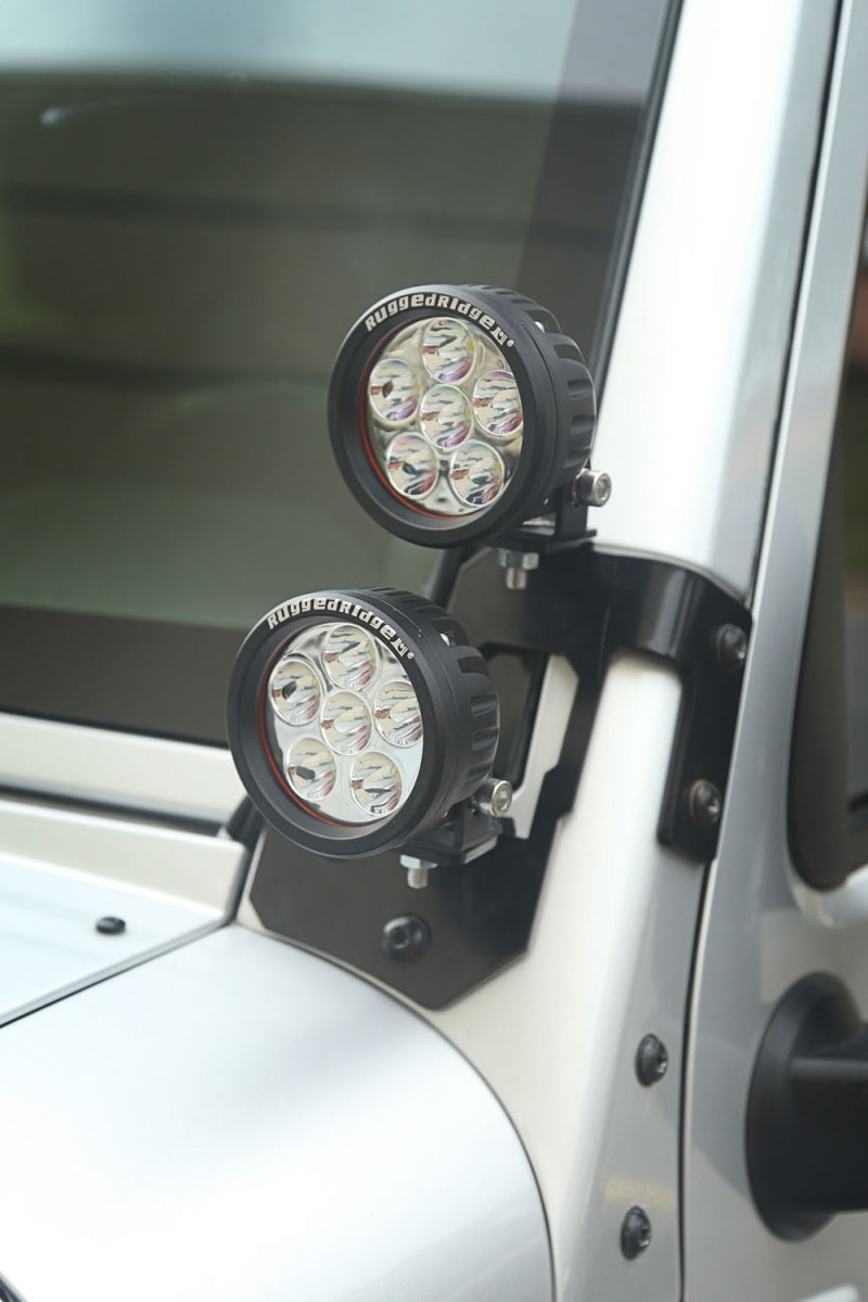 Rugged Ridge 07-18 Jeep Wrangler JK Semi-Gloss Black A Pillar Light Mount