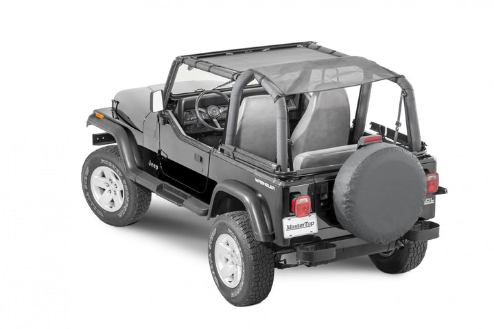 MasterTop 14220201 Black Mesh Bimini Top ShadeMaker Plus Fits 1992-2006 Jeep Wrangler TJ | YJ