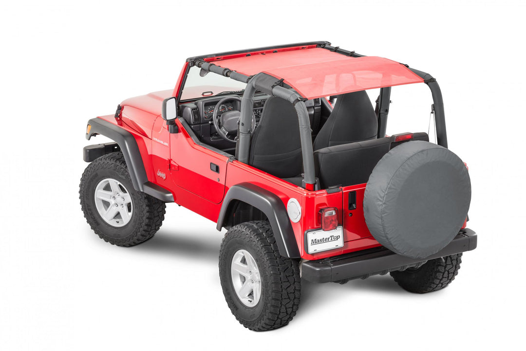 MasterTop 14220202 Red Mesh Bimini Top ShadeMaker Plus Fits 1992-2006 Jeep Wrangler TJ | YJ