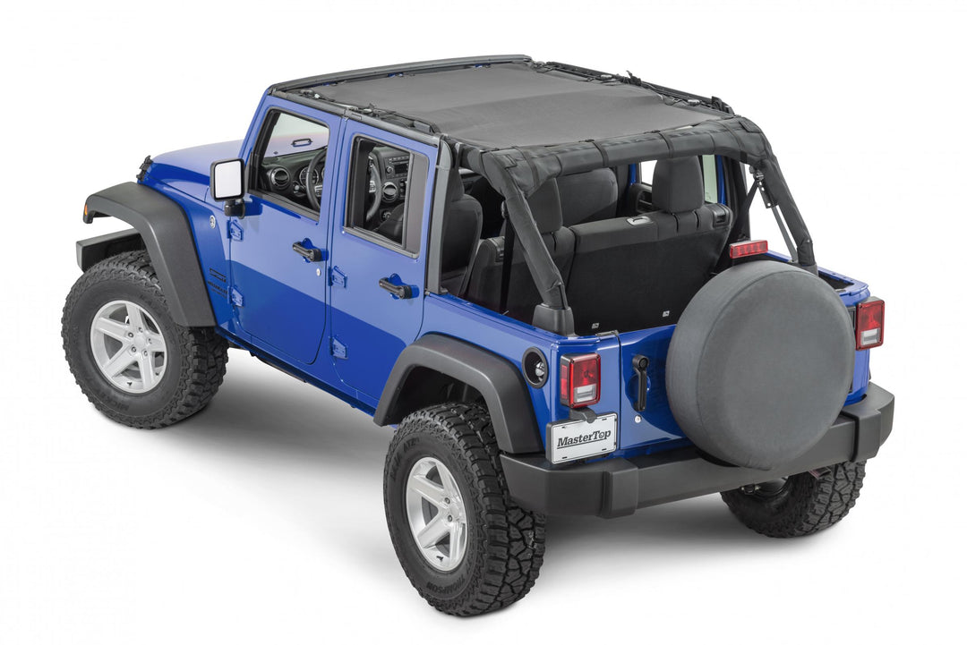 MasterTop 14220401 Black Mesh Bimini Top ShadeMaker Plus Fits 2007-2018 Jeep Wrangler JK 4 Door