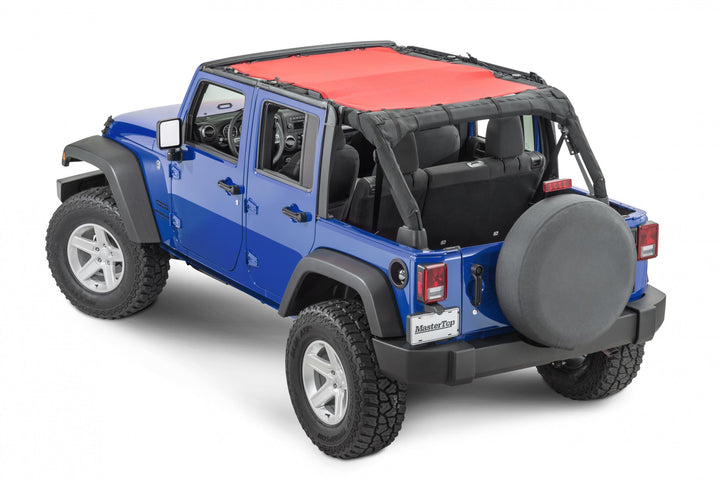 MasterTop 14220402 Red Mesh Bimini Top ShadeMaker Plus Fits 2007-2018 Jeep Wrangler JK 4 Door