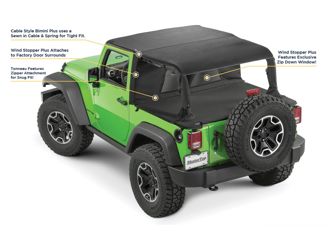 MasterTop 14810824 Summer Combo Fits 2010-2018 Jeep Wrangler JK 2 Door MasterTwill