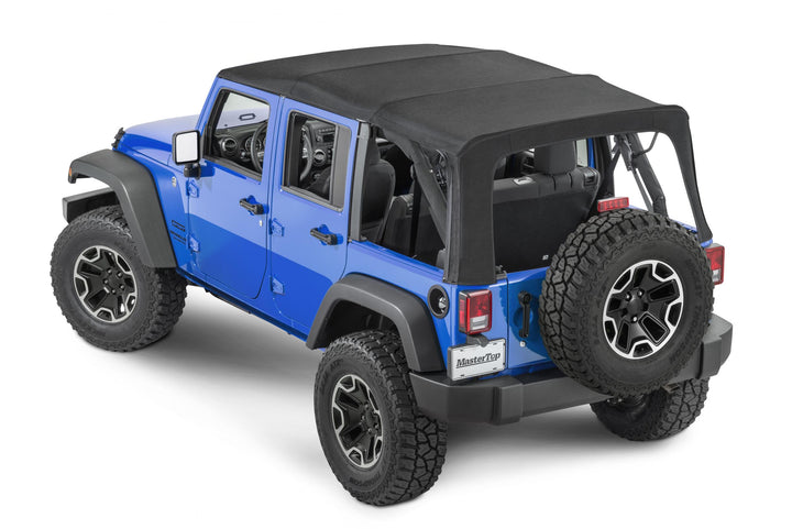 MasterTop 15201924 Replacement Top with Tinted Glass Fits 2010-2018 Jeep Wrangler JKU 4 Door Black MasterTwill