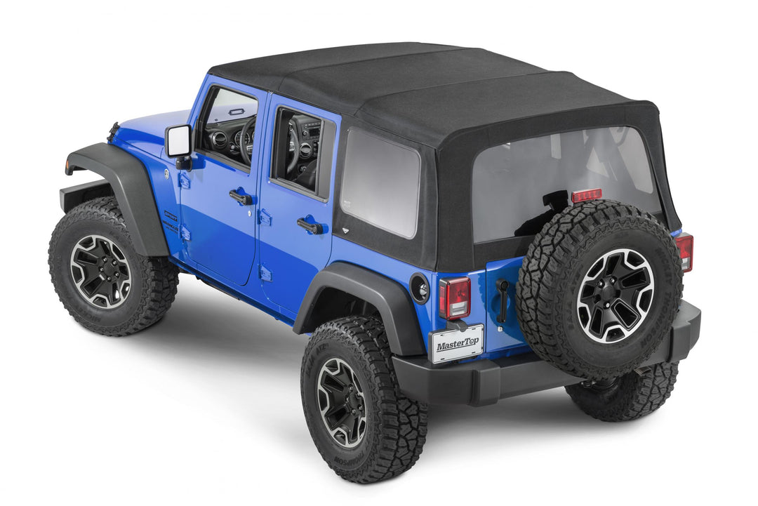 MasterTop 15601424 Full Soft Top Kit with Tinted Glass Fits 2007-2018 Jeep Wrangler JKU 4 Door Black MasterTwill