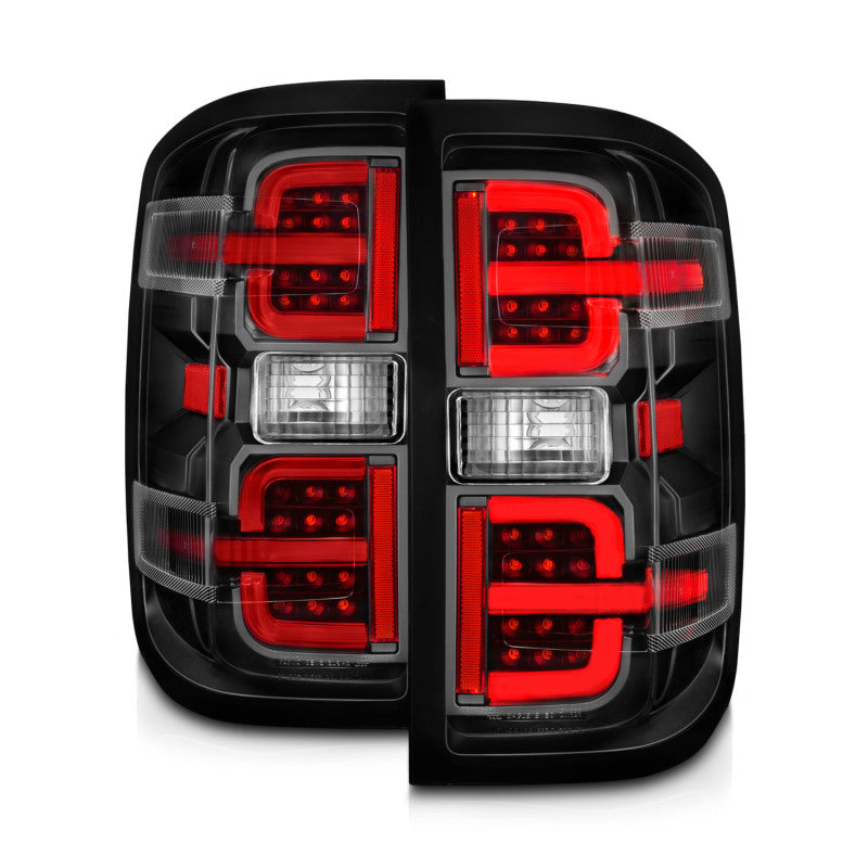 ANZO 15-19 Chevy Silverado 2500HD/3500HD (Halgn Only) LED Tail Lights w/Black Light Bar & Clear Lens