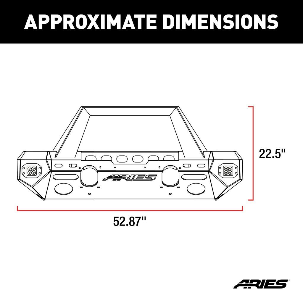 Aries 2082046 Trailchaser Aluminum Front Bumper Fits 2007-2018 Jeep Wrangler JK