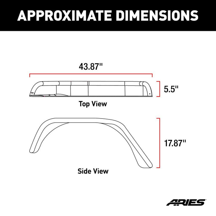 Aries 2500202 Rear Fender Flare Kit Fits 2007-2018 Jeep Wrangler JK | JKU Raw Aluminum