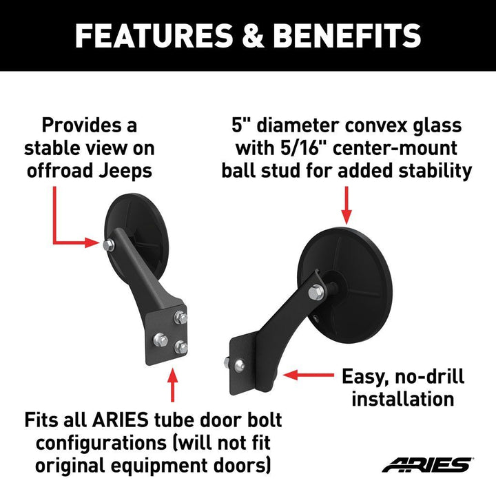 Aries 3500300 Tube Door Mirror Kit