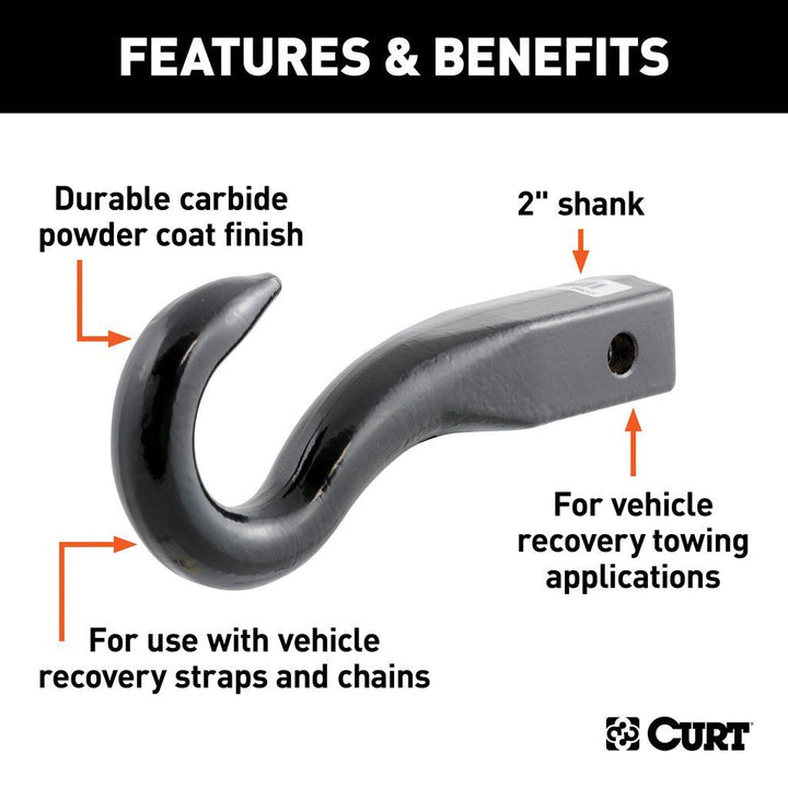 Curt 45500 Forged Tow Hook Mount 2 Inch Shank