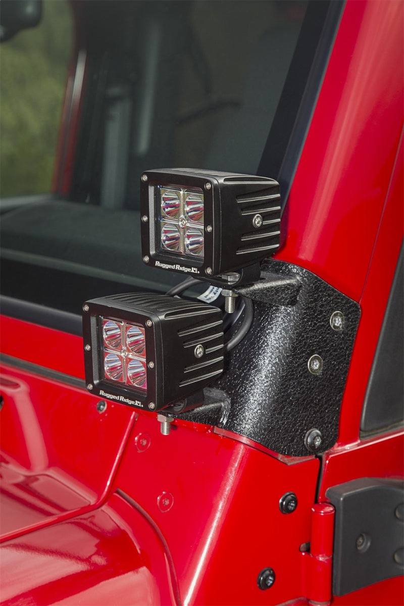 Rugged Ridge 97-06 Jeep Wrangler TJ Textured Black Dual A-Pillar Light Mount