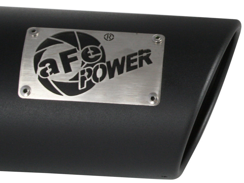 aFe Power Diesel Exhaust Tip Black- 4 in In x 5 out X 12 in Long Bolt On (Right)