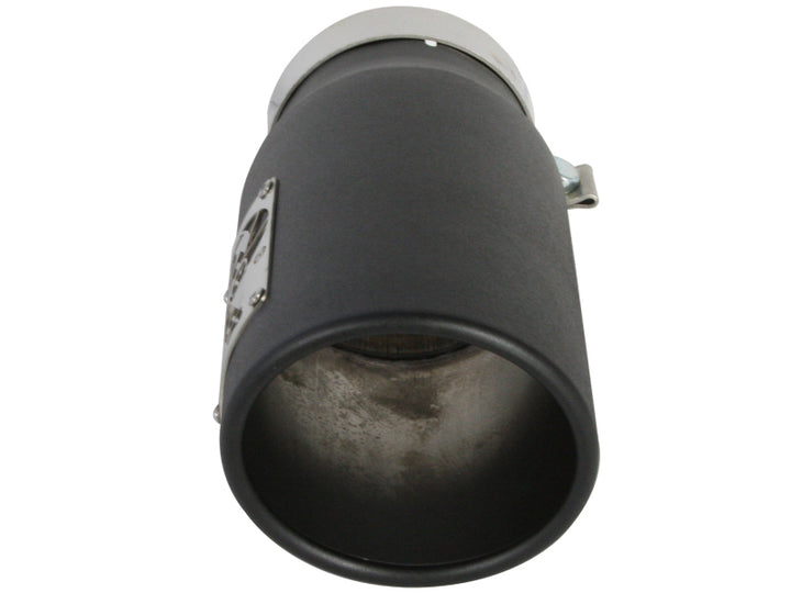 aFe Power Diesel Exhaust Tip Black- 4 in In x 5 out X 12 in Long Bolt On (Right)
